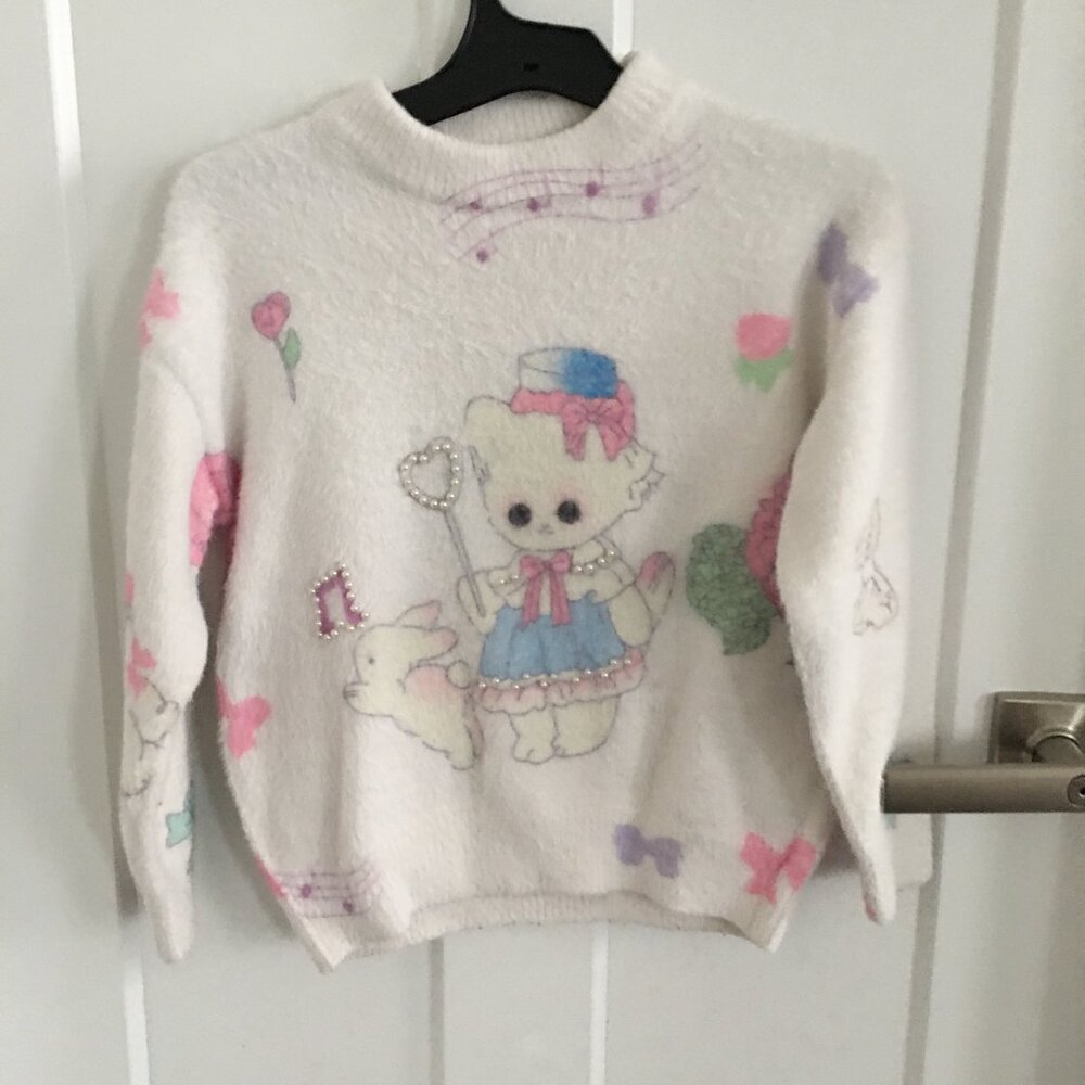 White Fuzzy Sweater 5/6